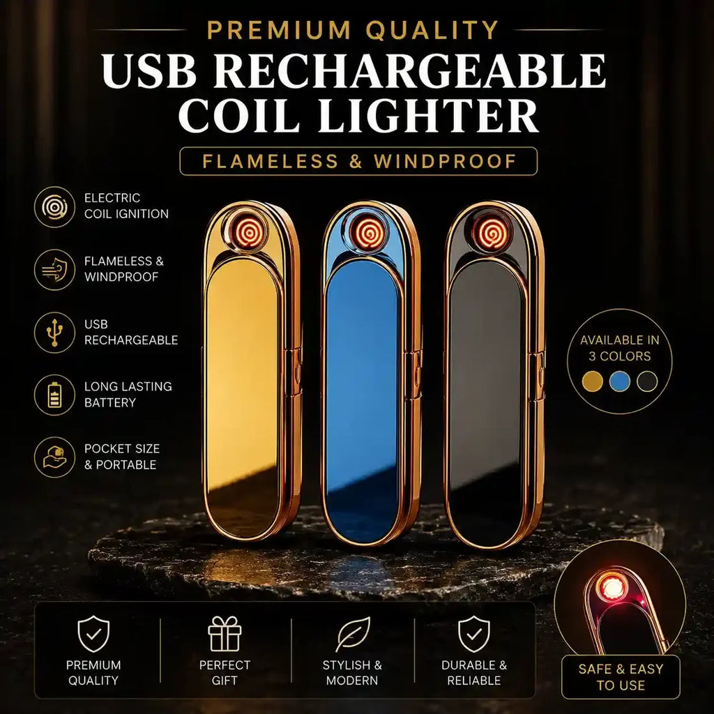 USB Rechargeable Coil Lighter – Flameless & Windproof