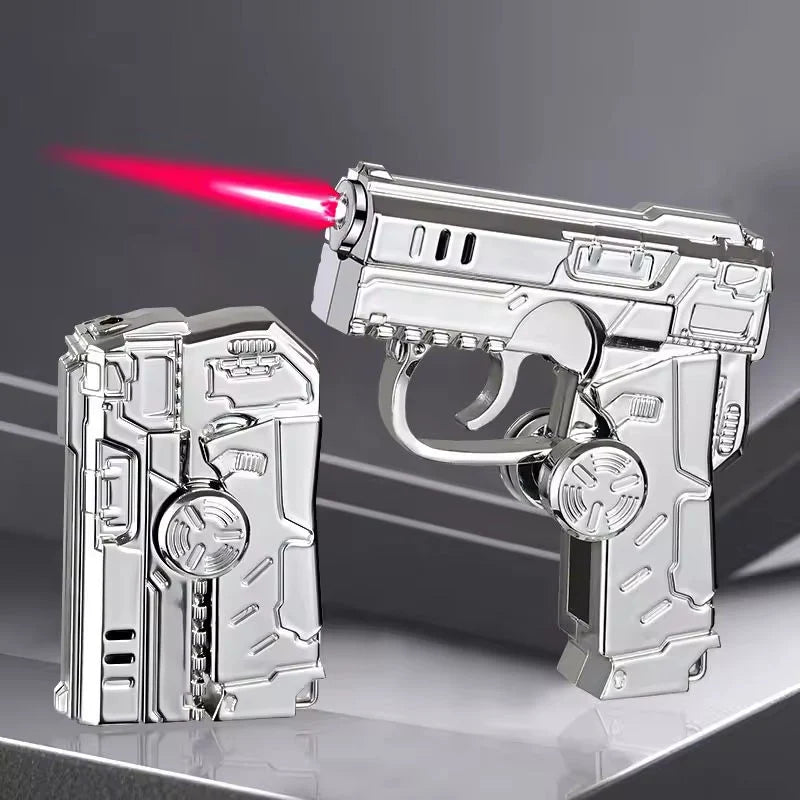 Folding Gun Spinner Lighter – Windproof Red Flame