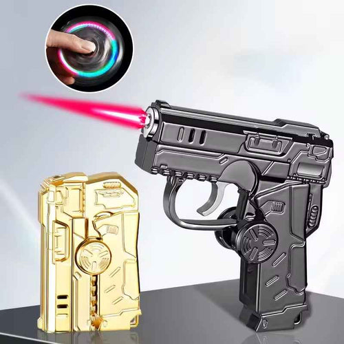 Folding Gun Spinner Lighter – Windproof Red Flame