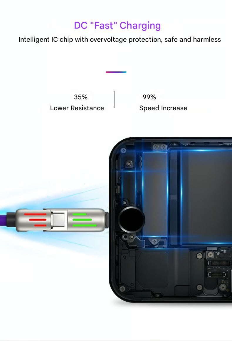 ⏰4-in-1 USB charging cable, fast charging, MAX. 60 W