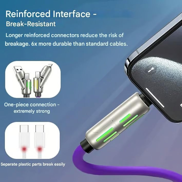 ⏰4-in-1 USB charging cable, fast charging, MAX. 60 W