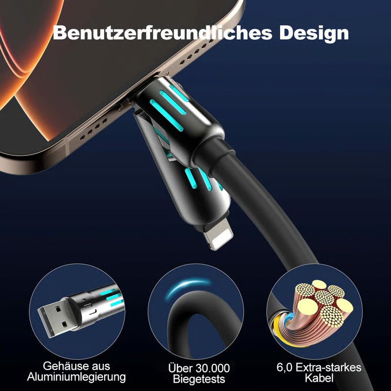 ⏰4-in-1 USB charging cable, fast charging, MAX. 60 W